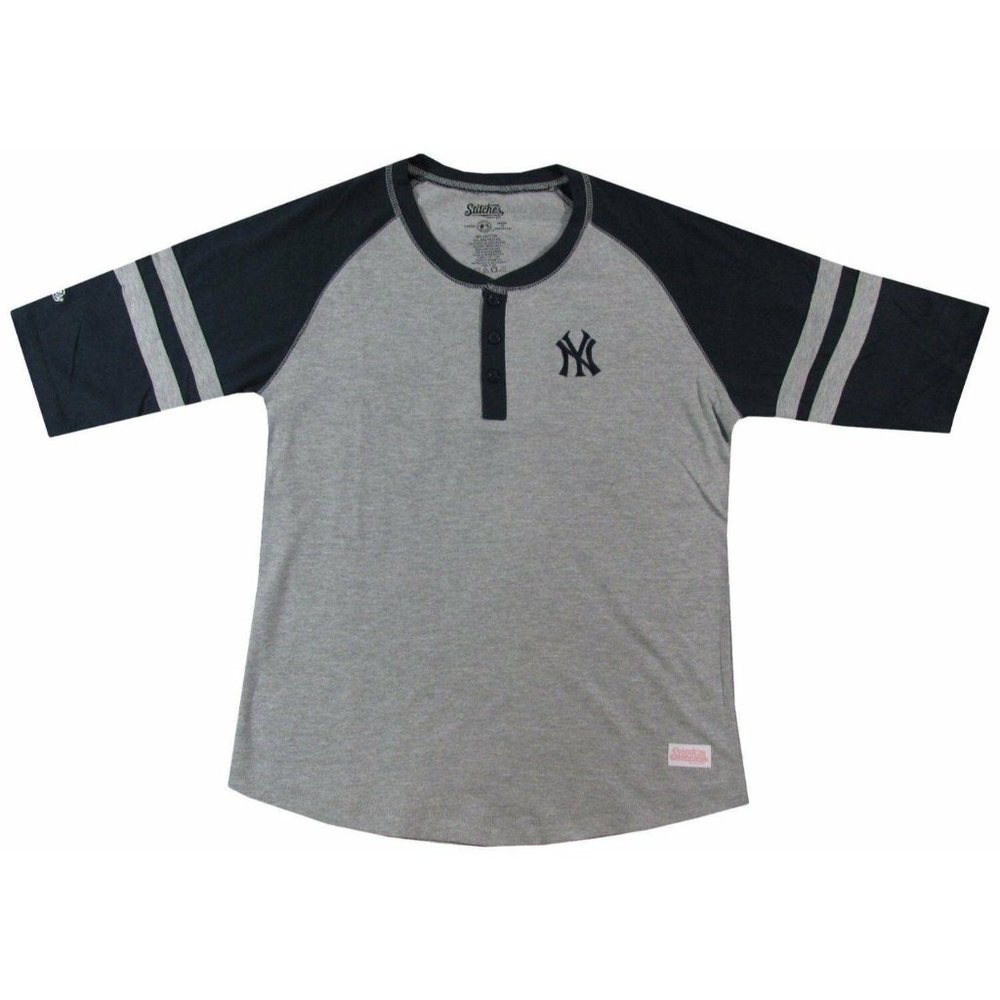 Stitches Youth New York Yankees Official MLB Baseball Henley Shirt Size Small